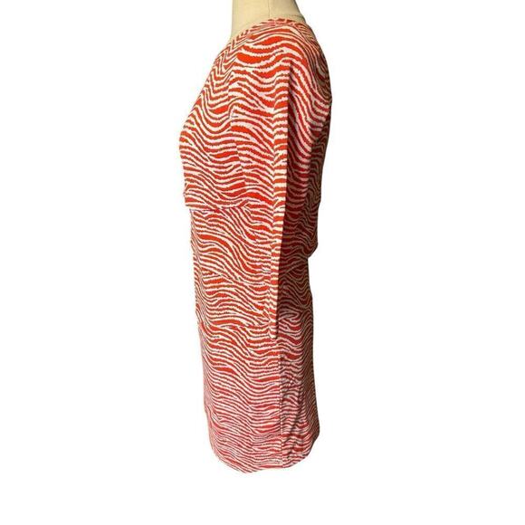 J. McLaughlin Catalina Cloth 3/4 Sleeve Stretch Sheath Dress Medium Orange Tiers - Picture 4 of 7
